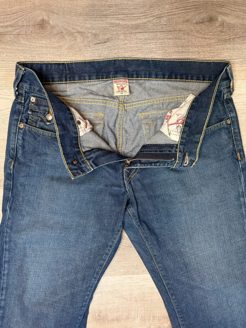 True Religion Ricky Straight Leg Flap Pocket Jeans Mens Size 36 Waist 38-39”